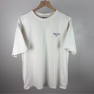 Vintage 90s Nike Just Do It Embroidered Made In USA White Tag T Shirt Size Large